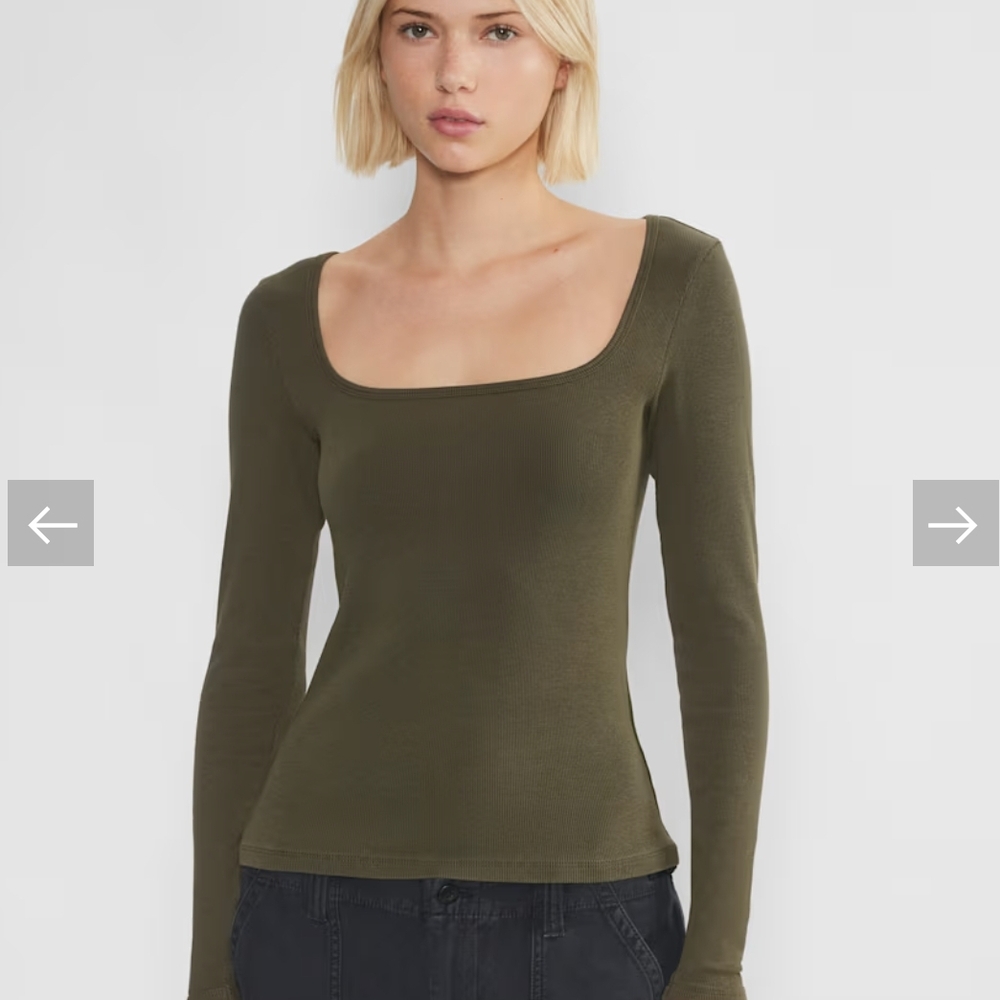Aritzia TNA Homestretch Long Sleeve Square Neck Tee